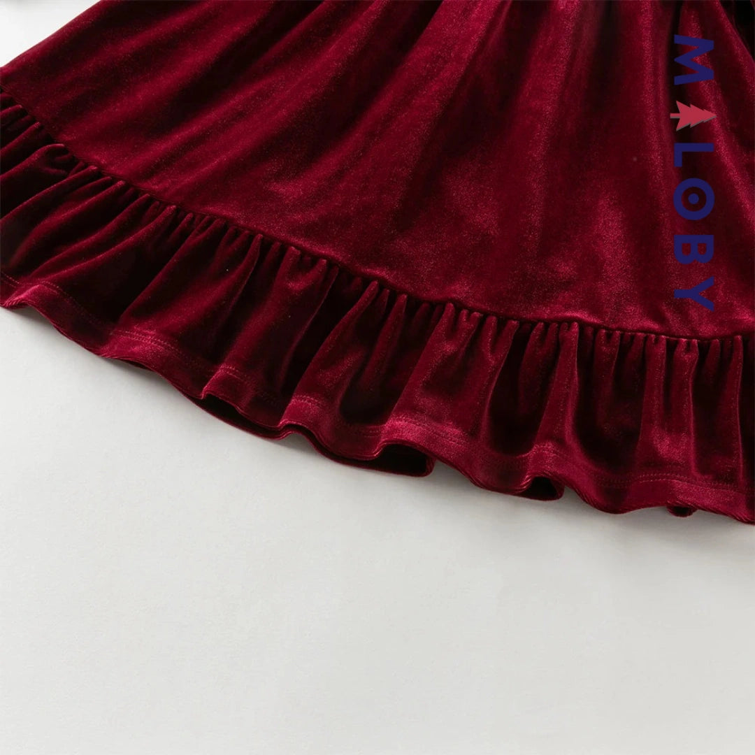 Robe en velours unie enfant fille - bordeaux
