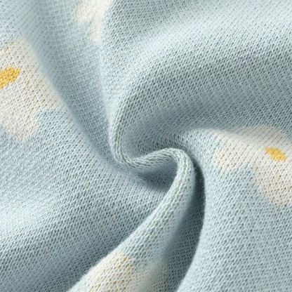 Cardigan en maille à fleurs enfant fille -Bleu ciel