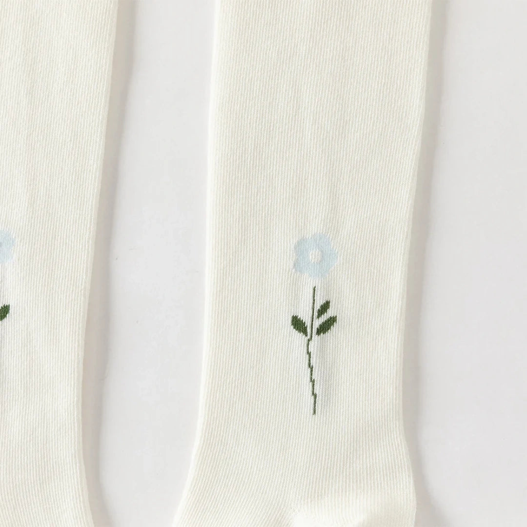Collants épais brodés fleur enfant fille beige, vêtement enfant maroc - MALOBY