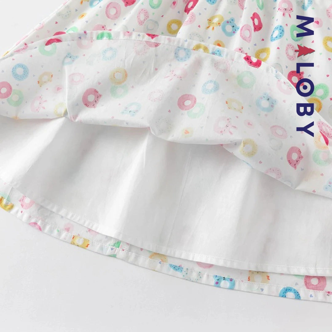 Robe d'été imprimée enfant fille -blanc imprimé -robes et ensembles pour filles, bébés et garcons - MALOBY