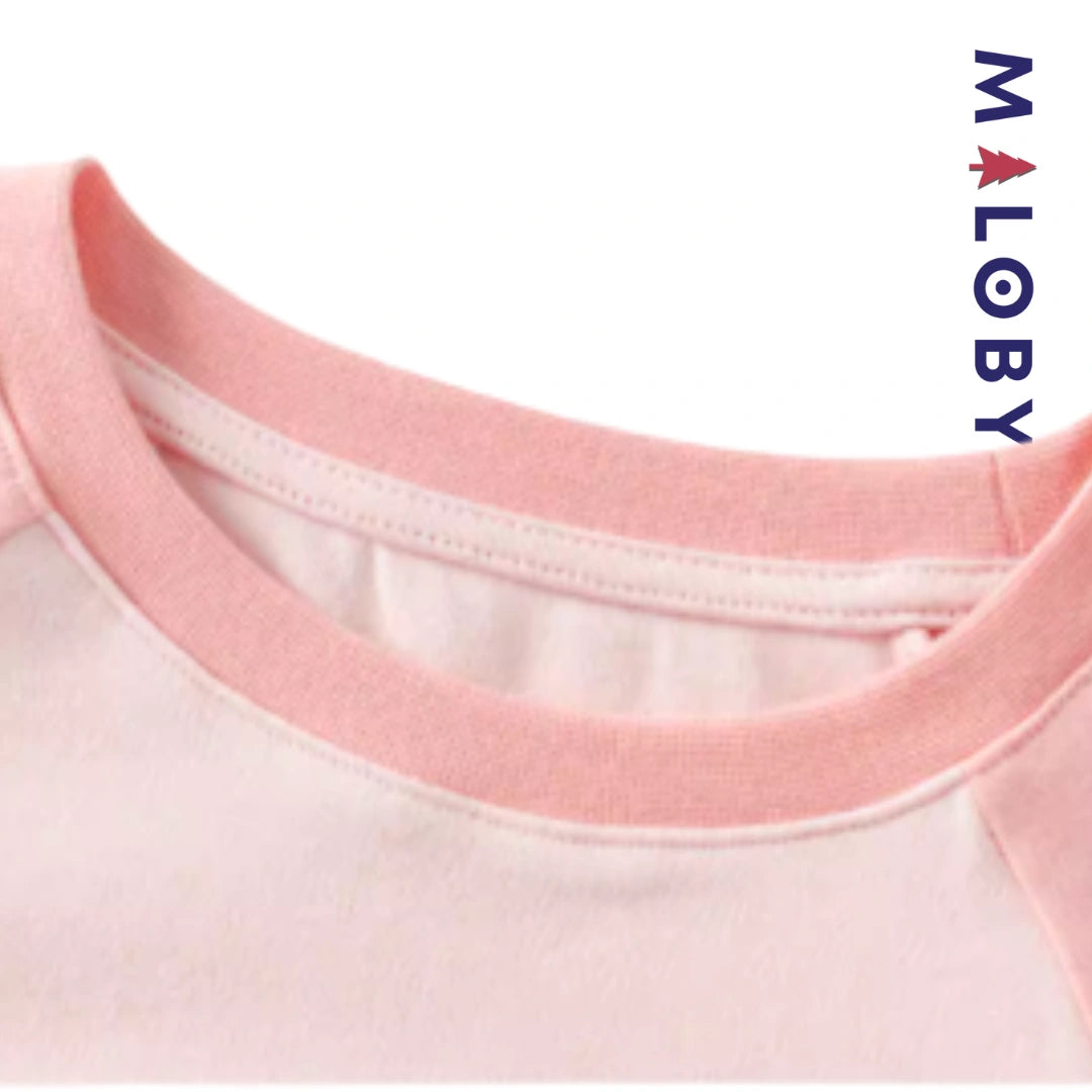 Pyjama 2 pièces manches longues enfant fille -Rose -robes et ensembles pour filles, bébés et garcons - MALOBY