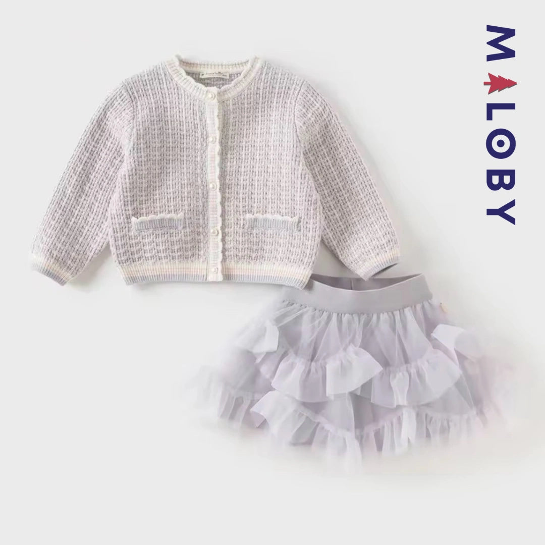 Ensemble style chanel jupe + Cardigan -Violet