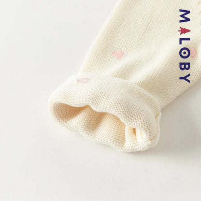 Pull en maille motifs cœurs enfant fille- Rouge / Beige