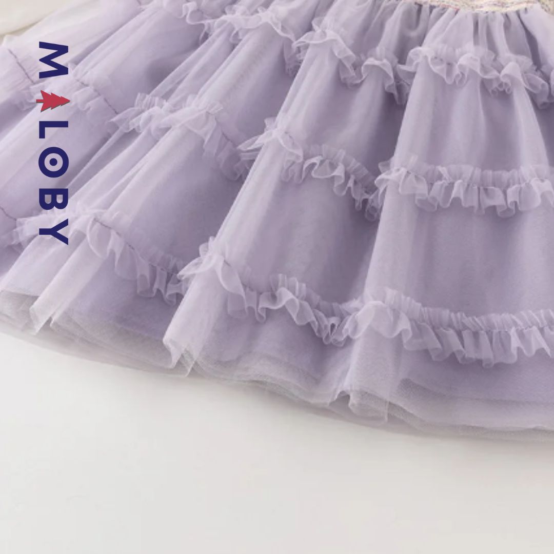 Robe de cérémonie à volants enfant fille-violet -robes et ensembles pour filles, bébés et garcons - MALOBY