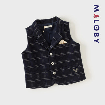 Ensemble cérémonie à carreaux enfant garçon - marine -robes et ensembles pour filles, bébés et garcons - MALOBY