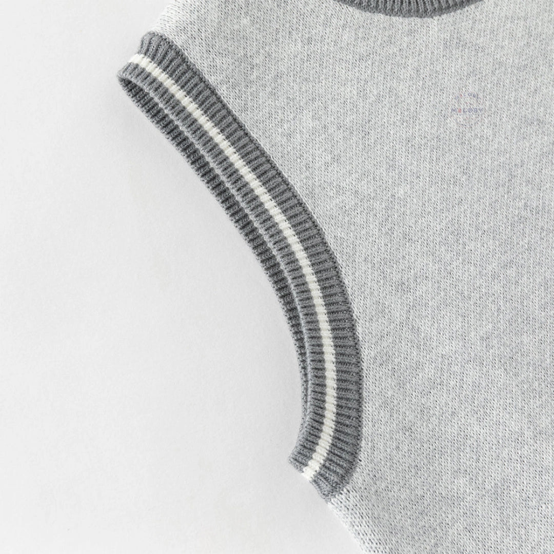 Pull sans manches en coton tricoté enfant garçon gris, vêtement enfant maroc - MALOBY