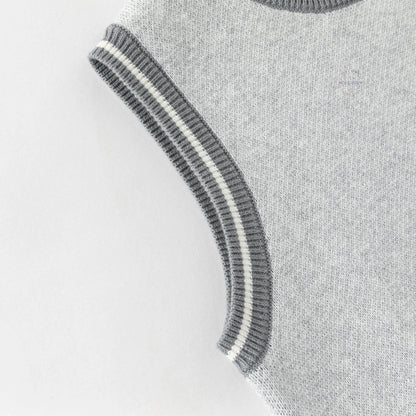 Pull sans manches en coton tricoté enfant garçon gris, vêtement enfant maroc - MALOBY