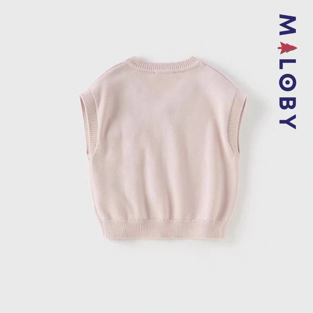 Gilet sans manches enfant fille -Rose -robes et ensembles pour filles, bébés et garcons - MALOBY