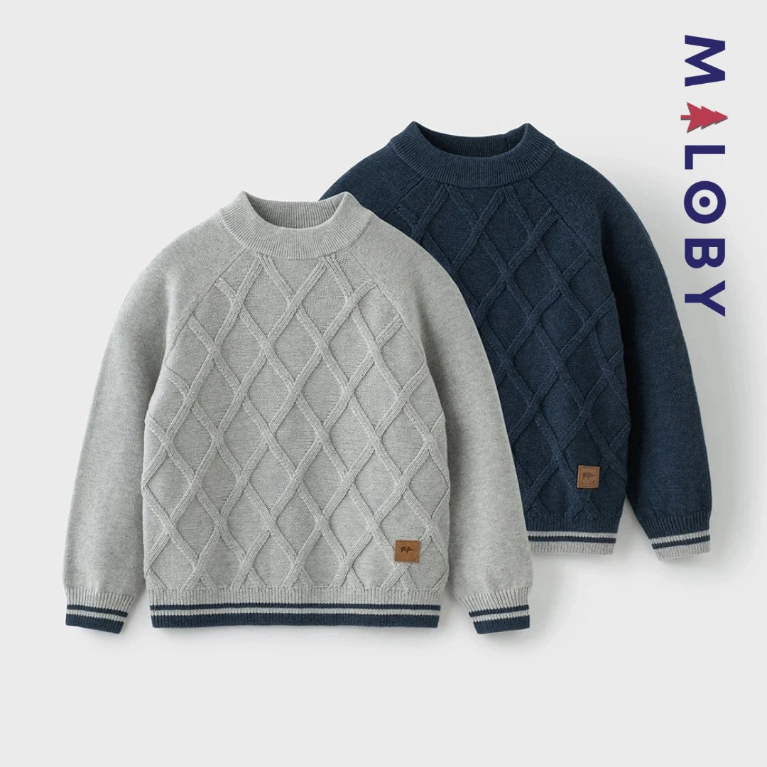 Pull en maille enfant garçon- Bleu/gris