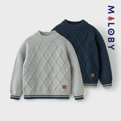 Pull en maille enfant garçon- Bleu/gris