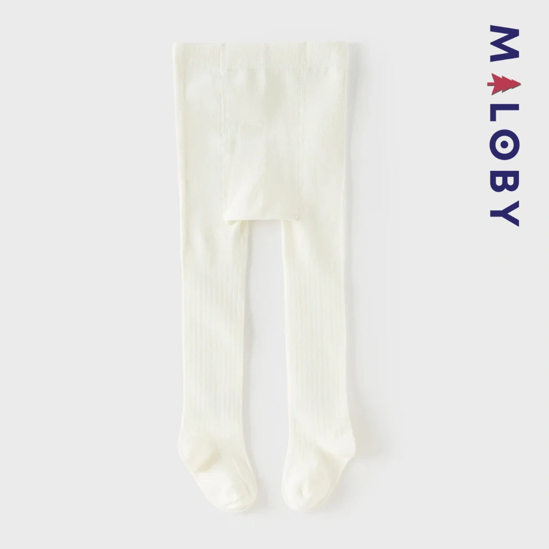 Collant côtelé avec papillons brodés enfant fille– Beige