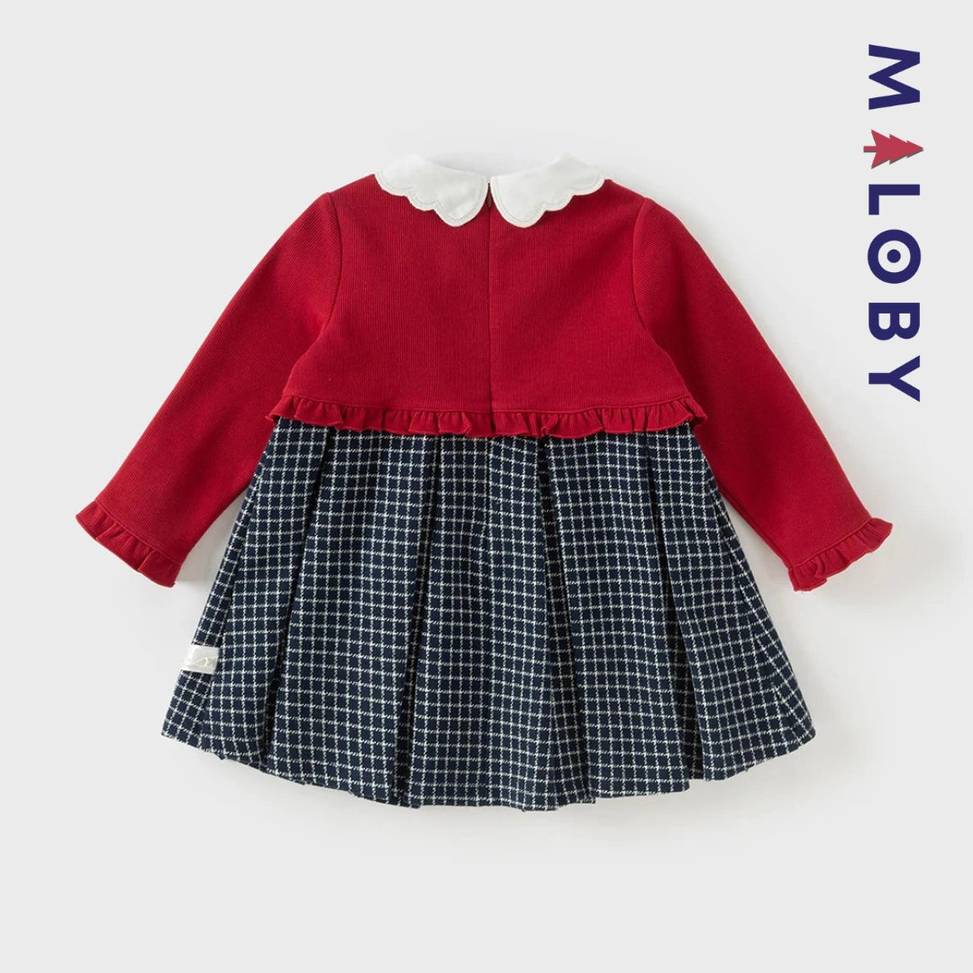 Robe à carreaux  avec Boléro intégré- rouge