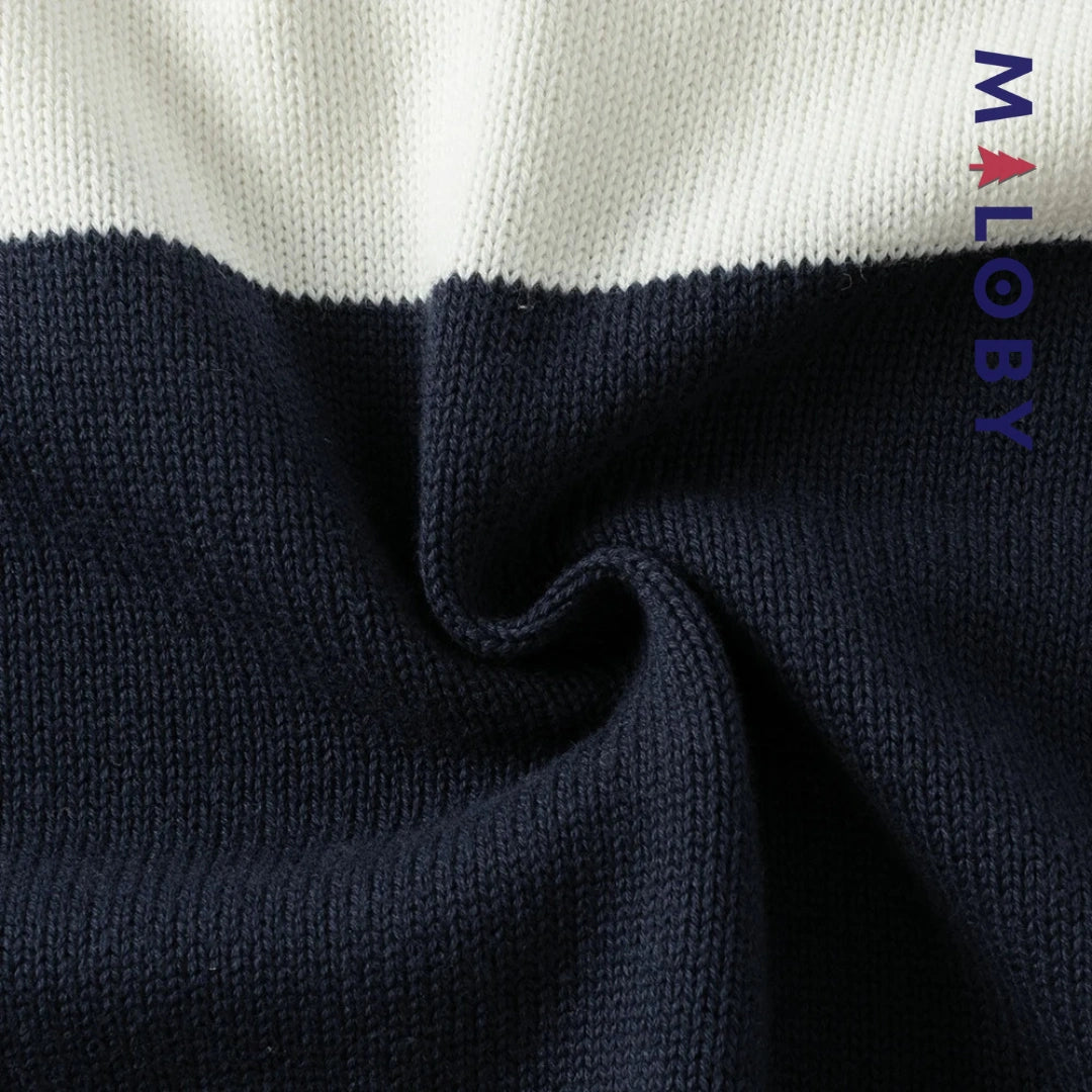 Pull à col chemise enfant garçon- marine -robes et ensembles pour filles, bébés et garcons - MALOBY