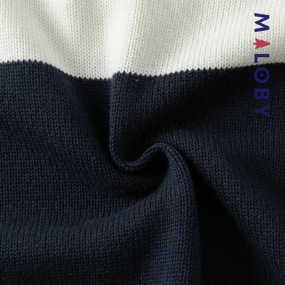 Pull à col chemise enfant garçon- marine -robes et ensembles pour filles, bébés et garcons - MALOBY