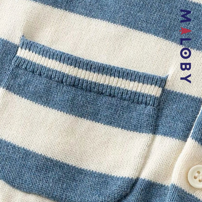 Gilet à capuche rayé enfant garçon - beige/bleu