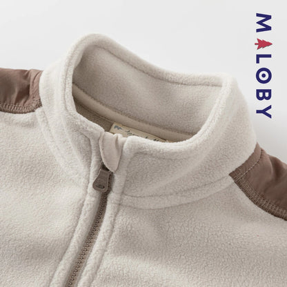 Sweat zippé en maille polaire enfant garçon - Beige -robes et ensembles pour filles, bébés et garcons - MALOBY