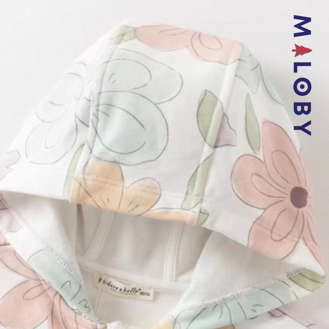 Ensemble jogging 2 pièces motifs fleuris enfant fille- Rose Bonbon -robes et ensembles pour filles, bébés et garcons - MALOBY