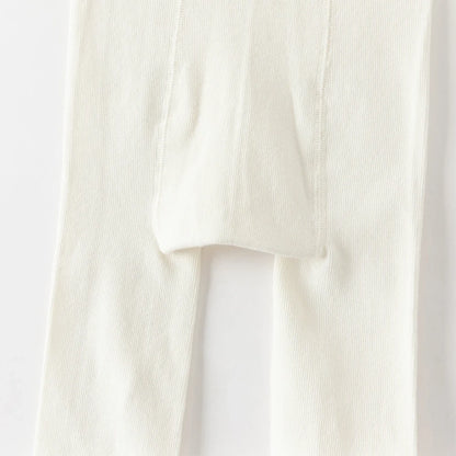 Collants épais brodés fleur enfant fille beige, vêtement enfant maroc - MALOBY