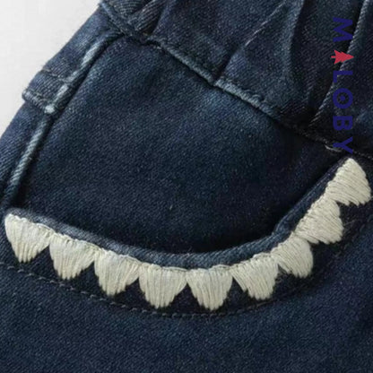 Pantalon évasé brodée enfant fille- bleu -robes et ensembles pour filles, bébés et garcons - MALOBY
