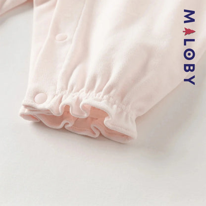 Ensemble 2 pièces combinaison+bonnet bébé fille-Rose