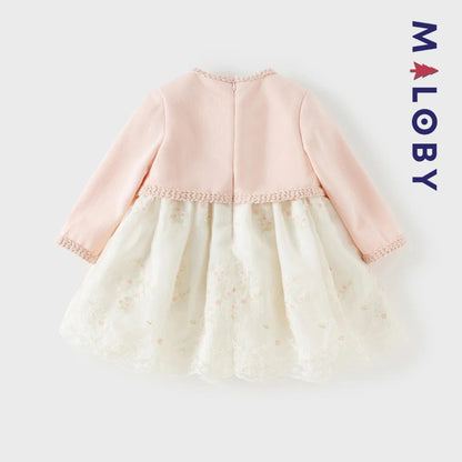Robe cérémonie avec Boléro intégré -Rose -robes et ensembles pour filles, bébés et garcons - MALOBY