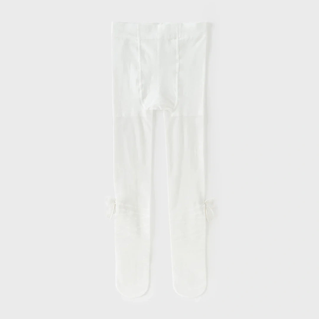 Collants fins à doubles nœuds enfant fille blanc, vêtement enfant maroc - MALOBY