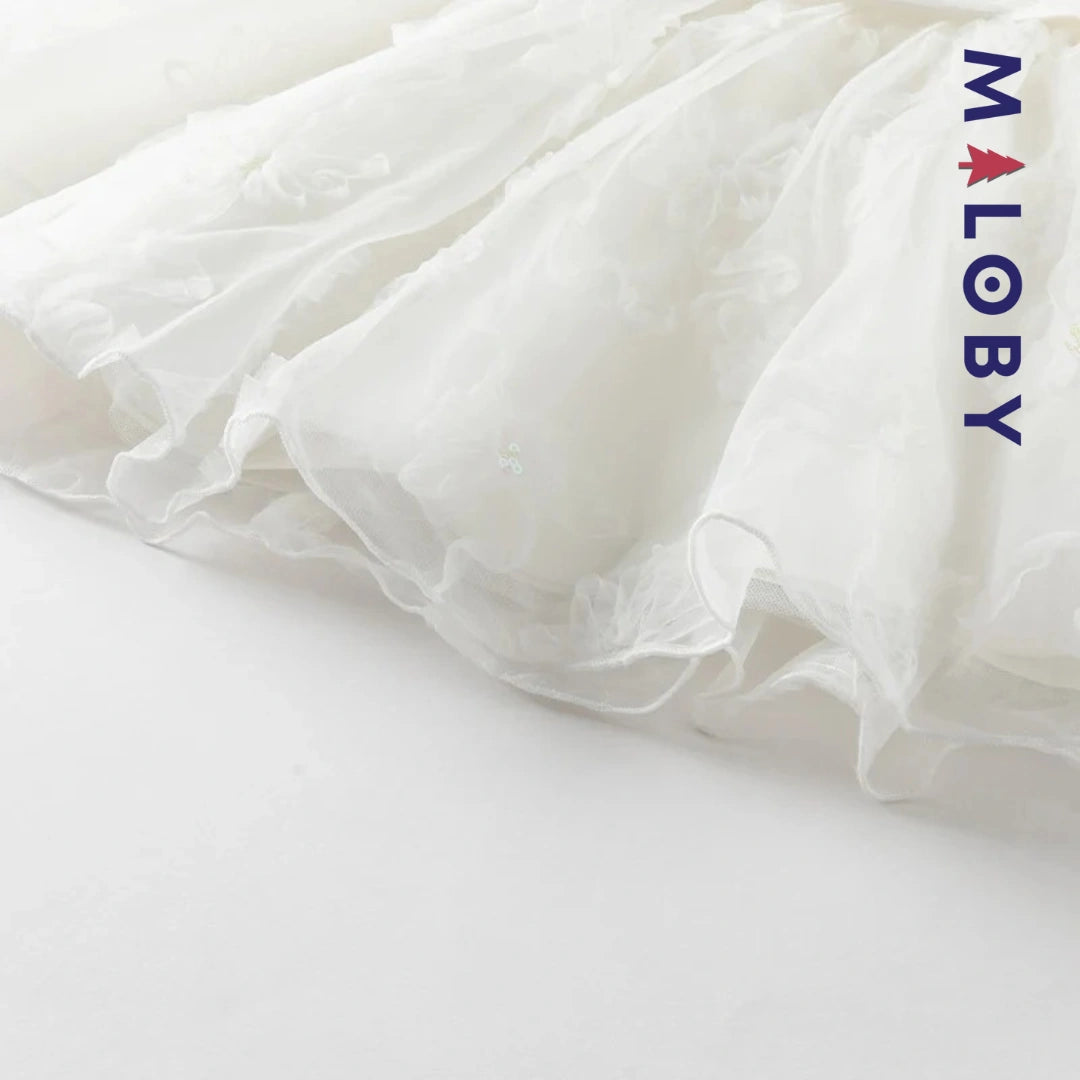 Robe cérémonie effet 2 en 1 -Blanc -robes et ensembles pour filles, bébés et garcons - MALOBY