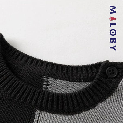 Pull en tricot parent-enfant unisexe- Noir