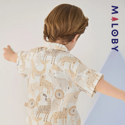 Ensemble Été en lin chemise+short -Imprimé
