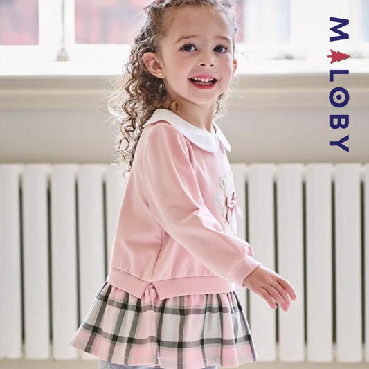 Robe courte bi-matière effet 2 en 1 enfant fille -Rose -robes et ensembles pour filles, bébés et garcons - MALOBY