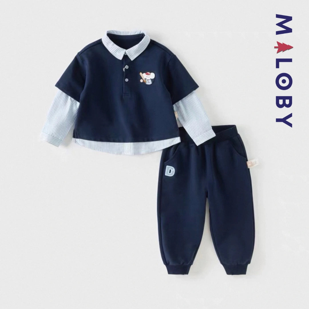 Ensemble 2 pièces enfant garçon -Marine -robes et ensembles pour filles, bébés et garcons - MALOBY