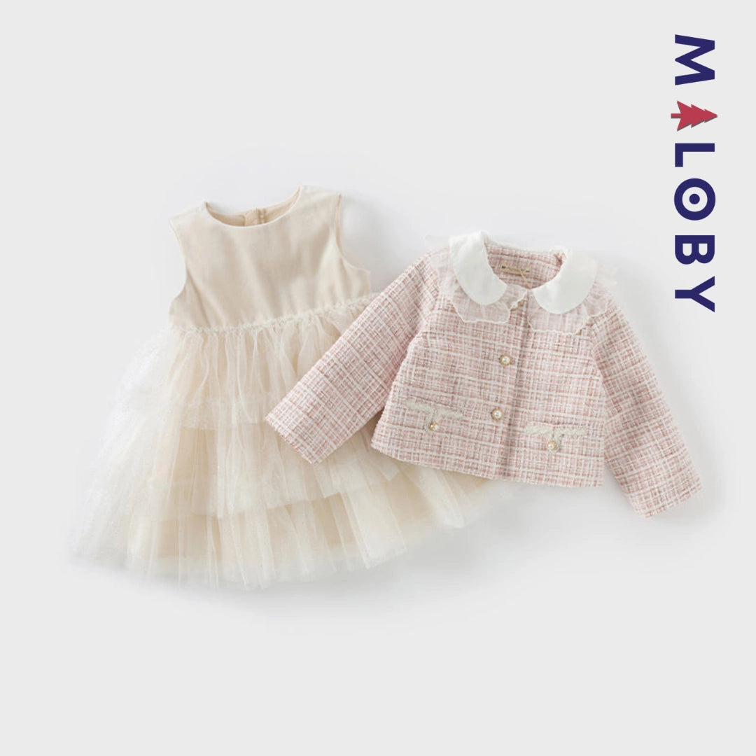 Ensemble cérémonie Robe + veste enfant fille-Rose -robes et ensembles pour filles, bébés et garcons - MALOBY