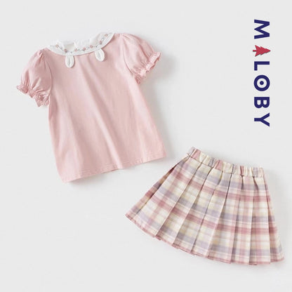 Ensemble  d'été Jupon  + chemise enfant fille - Rose