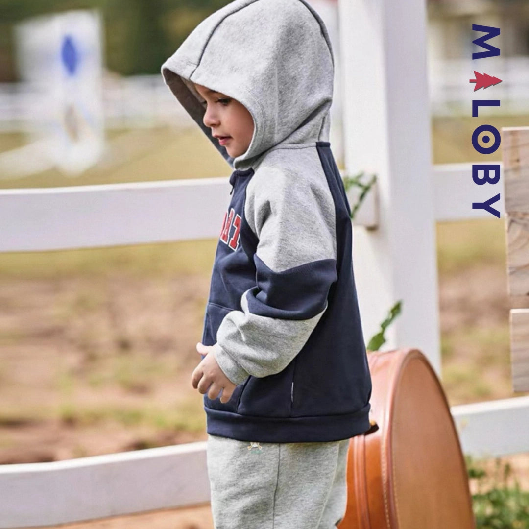 Ensemble sport 2 pièces enfant garçon-Marine -robes et ensembles pour filles, bébés et garcons - MALOBY