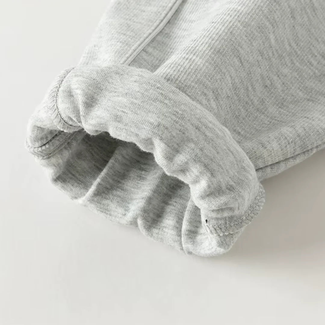 Ensemble sport veste zippée et pantalon évasé enfant fille- Gris chiné
