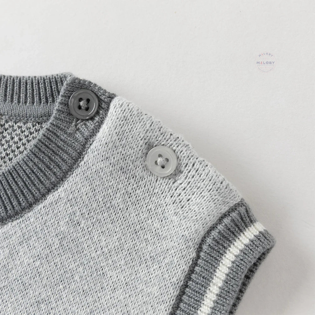 Pull sans manches en coton tricoté enfant garçon gris, vêtement enfant maroc - MALOBY