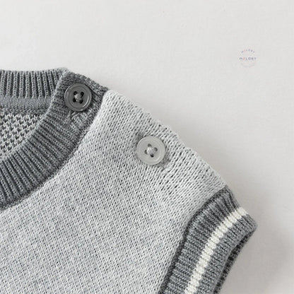 Pull sans manches en coton tricoté enfant garçon gris, vêtement enfant maroc - MALOBY