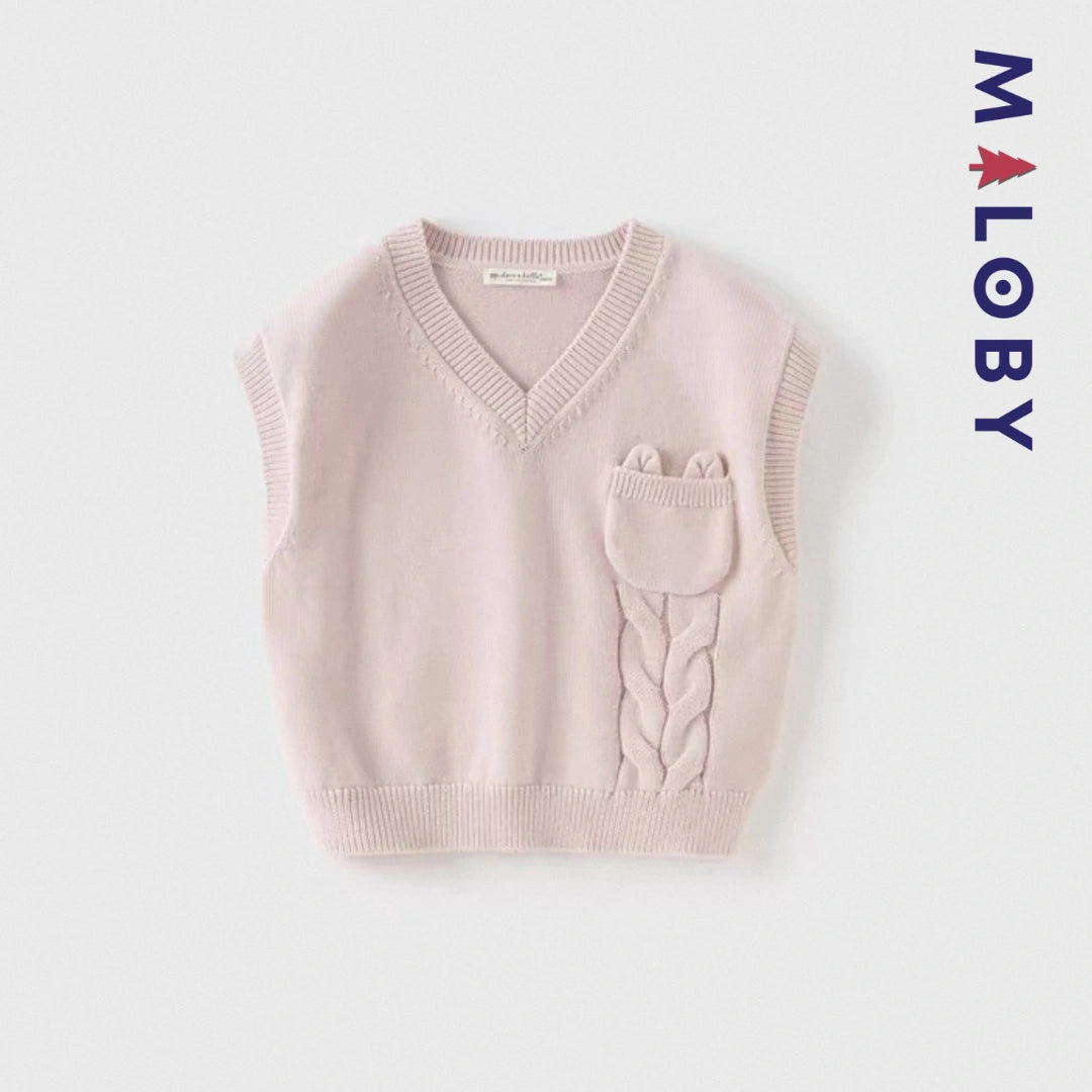 Gilet sans manches enfant fille -Rose -robes et ensembles pour filles, bébés et garcons - MALOBY