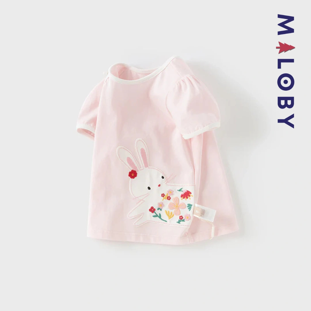 T-shirt d'Eté motif fantaisie enfant fille -Rose