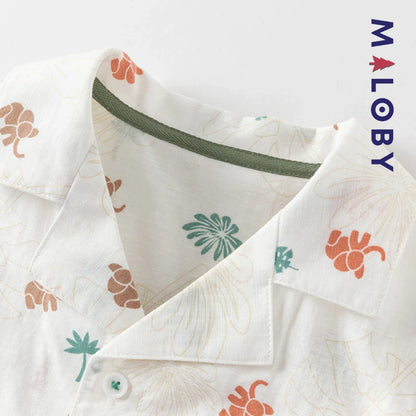 Ensemble Été en lin chemise+short -Kaki
