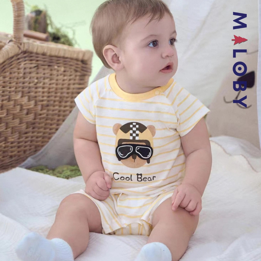 Combinaison rayé motif fantaisie Bébé garçon -Jaune