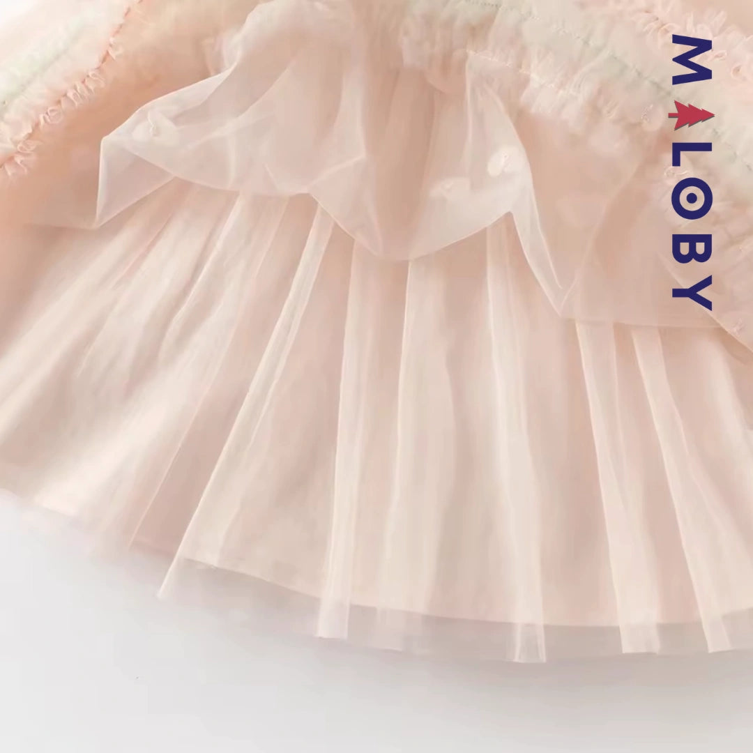 Robe de Cérémonie Cœurs & Volants enfant fille -Rose
