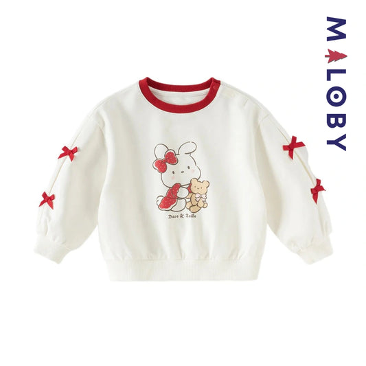 T-shirt à nœud manches longues enfant fille -Blanc -robes et ensembles pour filles, bébés et garcons - MALOBY