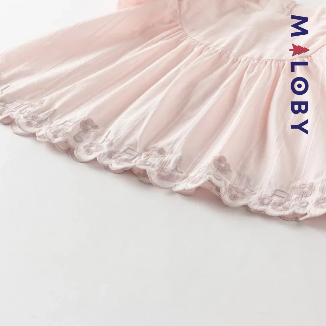 Ensemble  d'été en dentelle Tunique+Short enfant fille -Rose