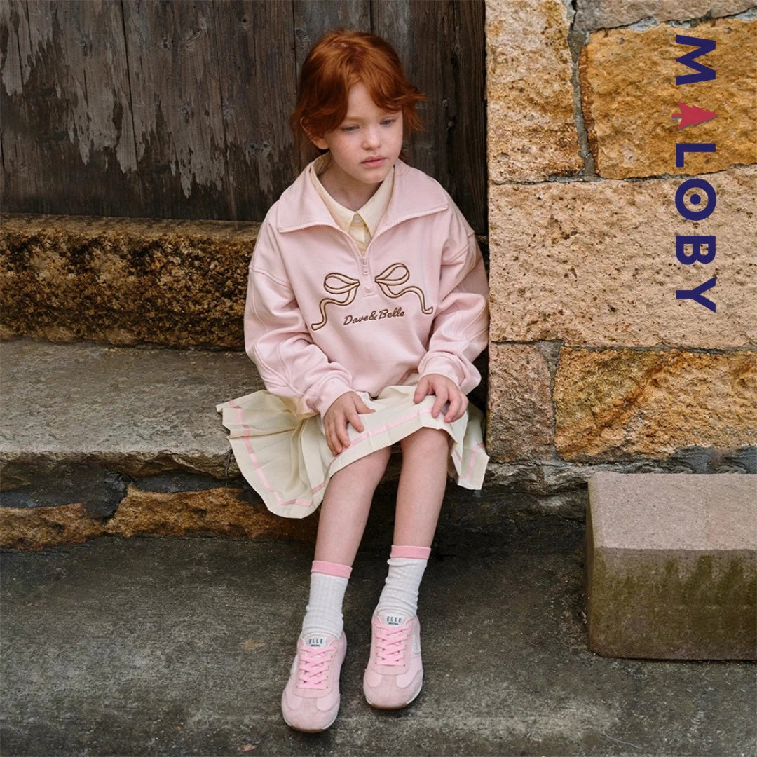 Ensemble Sweat +jupe plissée en molleton enfant fille- rose