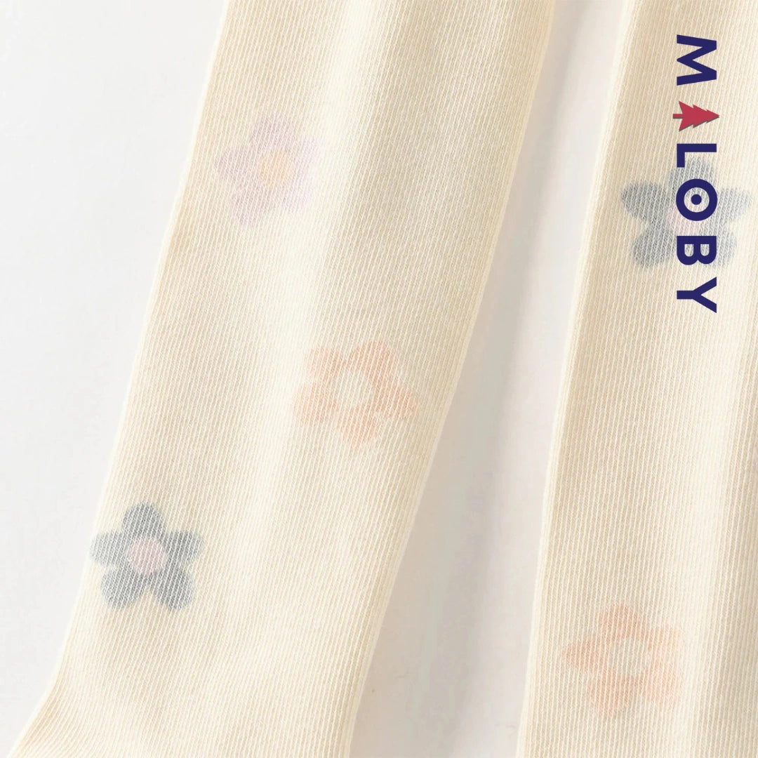 Collant Épais motif fleurette enfant fille- beige