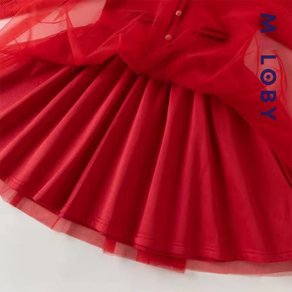 Robe habillée bi-matière enfant fille -Rouge -robes et ensembles pour filles, bébés et garcons - MALOBY