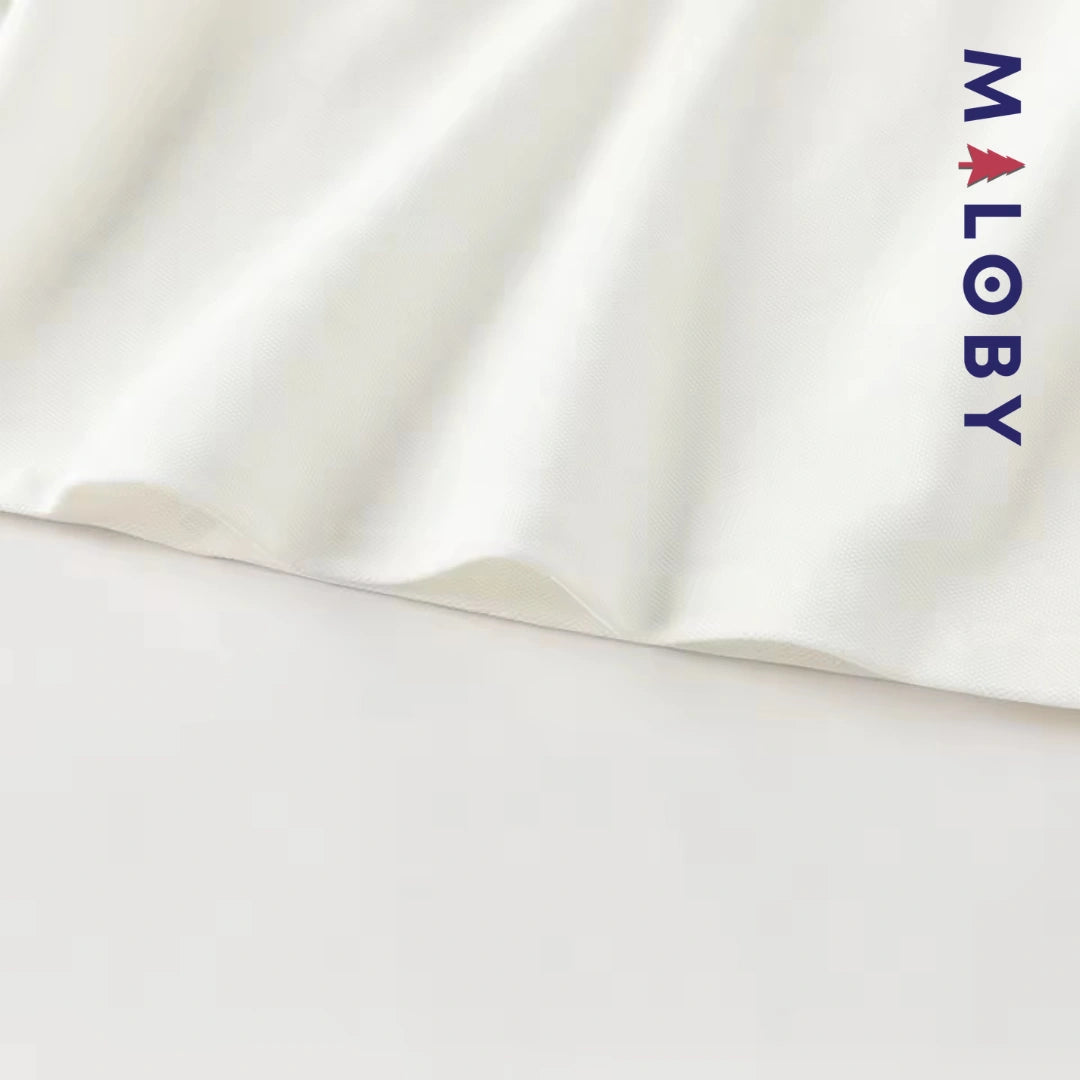 Polo manches longues en coton premium enfants garçon –Blanc