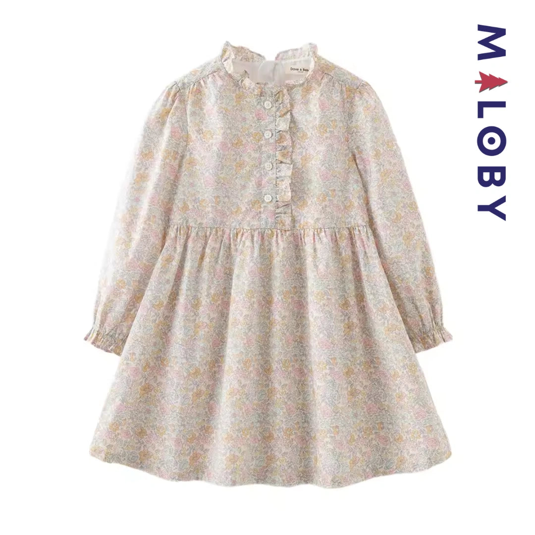 Robe fleurie manches longues enfant fille -Floral