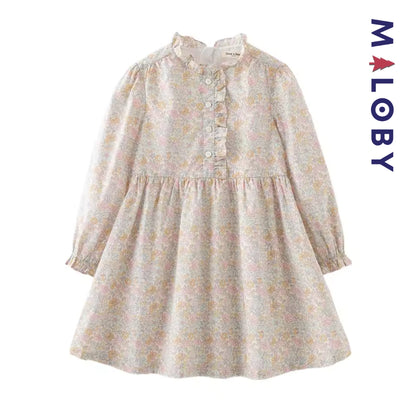 Robe fleurie manches longues enfant fille -Floral